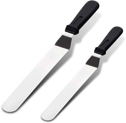 2 Pcs Palette Knife Baking, Pallet Knife for Cake Decorating, Stainless Steel Angled Spatula, 2 Size Angled Spatula for Cake Decorating Smoothing Icing and Cooking Frosting Pastries