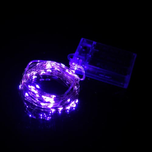 TuoTu Fairy Lights Battery Operated, Christmas Tree Lights with 8 Flashing Modes and 8-16 Hours Timer，5M/16ft 50 LED Copper Wire Light (1, Purple)