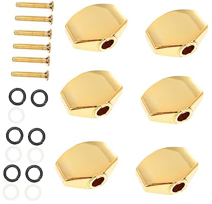Manopole per Accordatore Chitarra Acustica 6 Pezzi, Oro | Metallo, Formato Compatto Quadrato, Set da 6, per Chitarristi, Accessori per Tastiere e Piroli