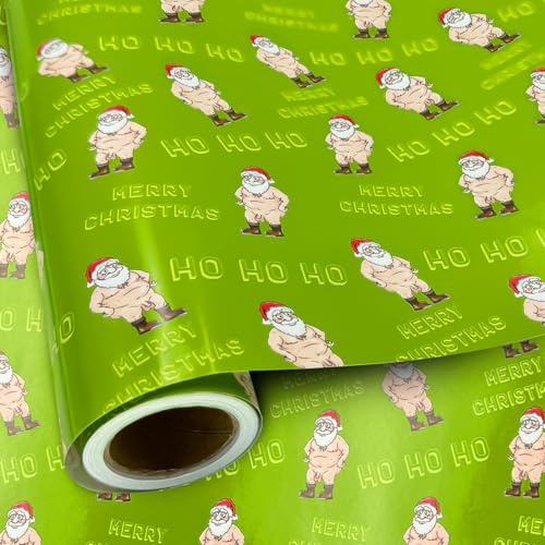 Rollo de Papel de Regalo Navideño: Papá Noel Divertido y Travieso - 43 cm x 10 m para Decoración de Fiestas y Envoltura de Regalos