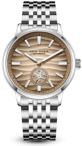 Seagull Mechanische Herrenuhren, natürliche Serie, automatische Armbanduhr, Polaris-Sub-Zifferblatt, Möwe ST17, Leuchtend, 6180 (Dune Yellow)