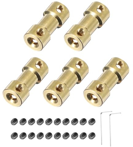 sourcing map 5 pezzi da 3 mm a 4 mm in ottone giunto giunto giunto connettore con viti e chiave esagonale accoppiatore albero motore flessibile per ruote auto pneumatici albero motore