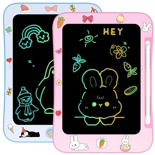 [2 Pack] Genialba LCD Writing Tablet for Kids, Colorful Screen Drawing Board for 3-7 Year Old Boys & Girls - Educational Toys for Birthday & Christmas (Penguin&Rabbit)