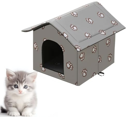 Casa para gatos al aire libre, cueva para gatos, para exteriores, resistente al invierno, impermeable, para cachorros al aire libre, lavable, resistente a la intemperie, cueva de peluche, refugio con