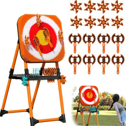 Ensemble de lancer de haches à main, combo de fléchettes pour pelouse, cibles de jeu d'arrière-cour, rangement pliable avec 8 haches et 8 fléchettes, jeux de fête de jardin en plein air pour enfants