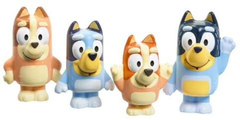 Toomies Bluey Squirter - Set di 4 giocattoli da bagno con bluey, bingo, mamma e papà, divertimento per bambini piccoli, progettato per mani piccole, promuove capacità motorie, giochi creativi, a