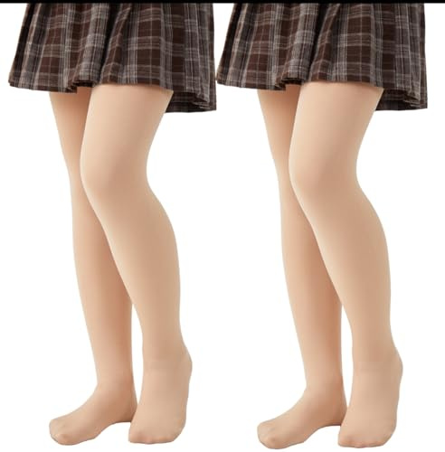 HeyUU Collants Thermiques Fille - Leggings Doublées pour Enfants - Collants de Ballet Thermiques pour l'Hiver - Collants Thermiques Chauds, 8-10 ans