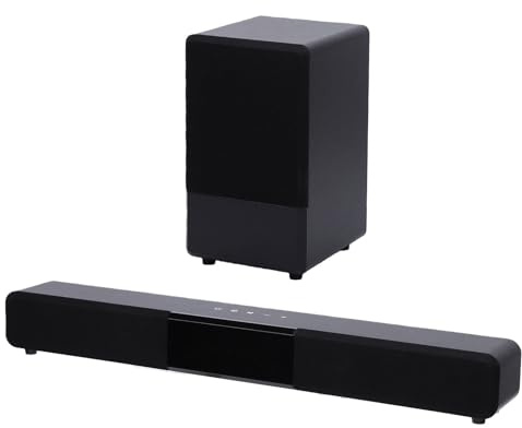 Goshyda Soundbar 2.1 con Subwoofer Wireless, Sistemas Audio Surround Virtuale per TV, Sistemas Audio Home Theater con Altoparlanti Bluetooth 6.3 con Telecomando (Spina europea)