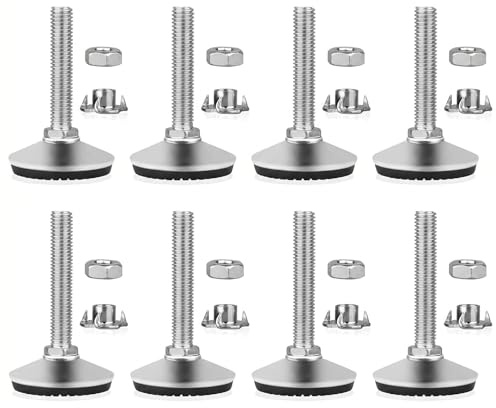 Peygre 8 st justerbara möbelfötter, M8 x 50 mm möbelben | Justerbara, höjdjusterbara, för möbler, bord, stolar, maskiner och applikationer, med T-muttrar