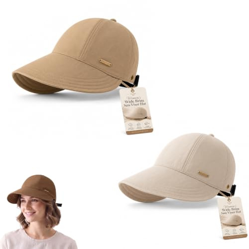 Women's Wide Brim Sun Visor Hat | Quick Dry Wide Brim Sun Protection with Ponytail Opening Adjustable Fit and Foldable Travel Design