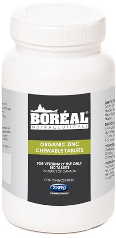 Boreal Nutraceuticals Zinpro Organic Zinc 180 Chewable Tablets for Dogs and Cats - 1 Bottle