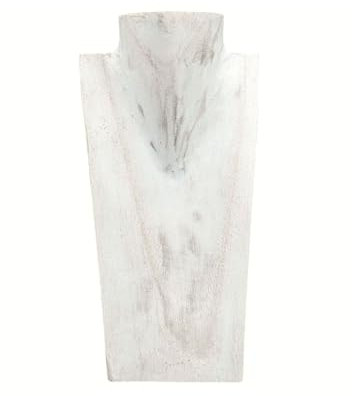 Coco Papaya Buste présentoir à colliers en bois massif blanc cérusé 25cm