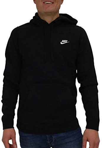 Nike Herren M Nsw Hoodie Po Flc Club Kapuzenpullover, Schwarz (Black/Black/White), M