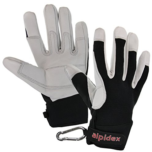 ALPIDEX Universal Allzweck Handschuhe aus Echtleder für Damen und Herren Multifunktional Klettersteig Hobby Garten, Größe:XL, Farbe:Wild Black