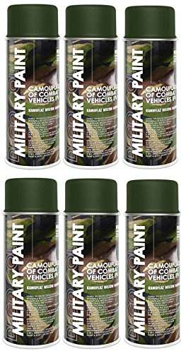 Deco Color 6er Sparpack MILITÄR Army Militärlack Lackspray 400ml Nato freie Farbauswahl (6 Dosen in olive-nato RAL 6014)