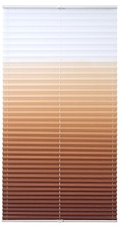 JalousieCrew Klemmfix Plissee mit Farbverlauf Farbe braun - Breite 45 bis 100 cm, Länge 130 cm - Klemm - Rollo ohne zu Bohren (45 x 130 cm)
