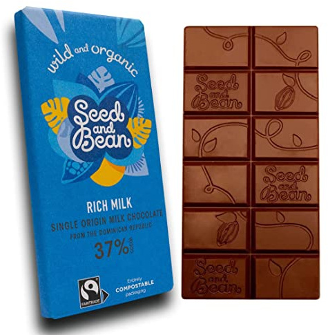 Seed and Bean Rich Milk Organic Chocolate Bar (37% Cocoa) - 10 x 75g Bars
