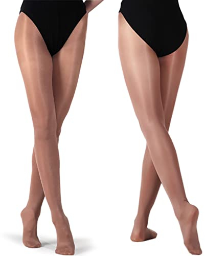 DANCEYOU leicht glänzende Strumpfhose Mädchen und Damen Tanzstrumpfhose Ballett Strümpfe für Kostüm, Aufführungen, Eislaufen und Täglich Dunkelbraun LA