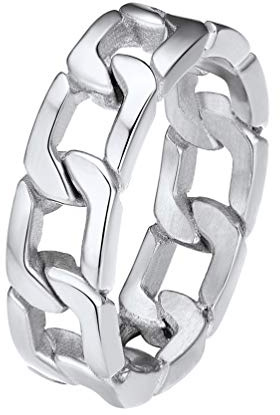 PROSTEEL Spinner Anillo Anti Estres Cadenas Cubanas, Un Anillo Compromiso de Enamorados, Acero Quirurgico Platino