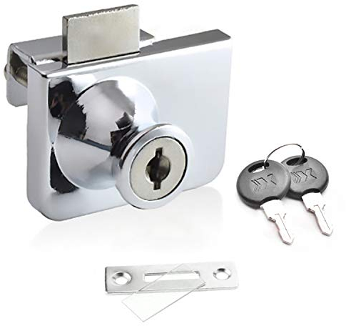 Serrure de Porte en Verre,Serrure Vitrine,Verrous de Sécurité à Double ou Single Ouverture, pour Porte en Verre de 5-8mm, Clé Séparée Sans Perçage, Alliage de Zinc