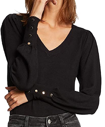 Morgan Jersey manga larga con escote en V Negro S