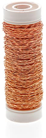 Corsage Creations Copper Bullion Wire | Florist Wire | Strong & Malleable Craft Wire for Corsages, Floral Arrangements, and DIY Projects | Decorative Copper Finish | Easy to Use Reel (0.3mm x 25g)