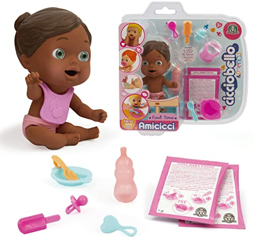Cicciobello Amicci CC022300 Food Time Boys and Girls, Cute Bebè Cicciozoe mit Schnuller, Bunte Windel, Minifigur und Papp-Set, für Mädchen ab 3 Jahren, Giochi Preziosi, CC022300