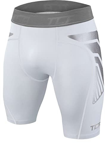 TCA Boys' CarbonForce Pro Compression Base Layer Shorts – Youth Thermal Under Gear for Sports, Football, PE & Training - Pro White, 10-12 Years