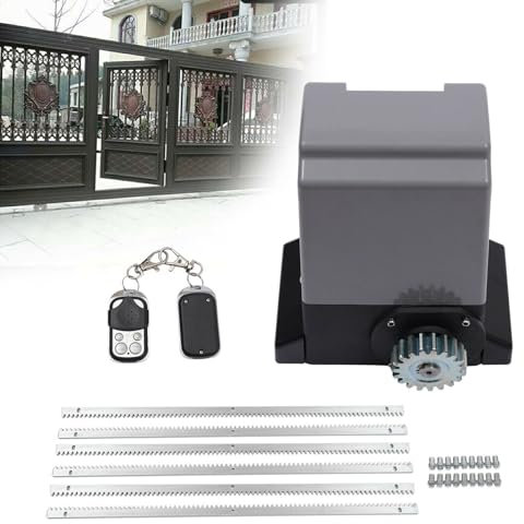Moteur pour portail coulissant, 550w Opérateur de Portail Coulissant Automatique avec 2 Télécommandes, Crémaillère Charge Maximale 1200 kg