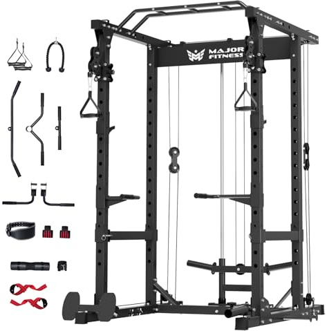 MAJOR FITNESS Drone1 Power Cage - Multi-Function Power Rack for Home Gym (Black)