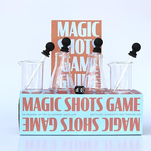 The Magic Shots | Shotglas set inkl. drickspel | snapsglas i laboratoriedesign 50 ml | Från skaparna av Illusioist Gin | med kuber, pipetter och recept