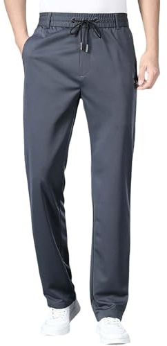 Pantalones de vestir para hombre, casuales, ligeros, con cordón elástico, cintura elástica, pantalones de negocios, verano, playa, pantalones chinos holgados con bolsillos con cremallera