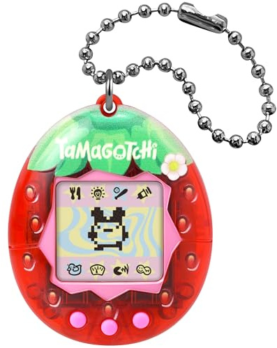 Bandai Tamagotchi - Tamagotchi Original - färsk jordgubbe - virtuellt elektroniskt djur med färgskärm - interaktiv djurleksak på franska - jordgubbsmönster - leksak för barn 8 år och uppåt - 42998