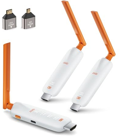 HDMI sans Fil Émetteur et 2 Récepteurs, jusqu'à 6 RX, TIMBOOTECH 5G Wireless HDMI avec écran LED, 1080P@60 Hz, 165pi/50m pour Ordinateur Portable, boîtier TV, caméra vers projecteur/TV/Moniteur/Mobile