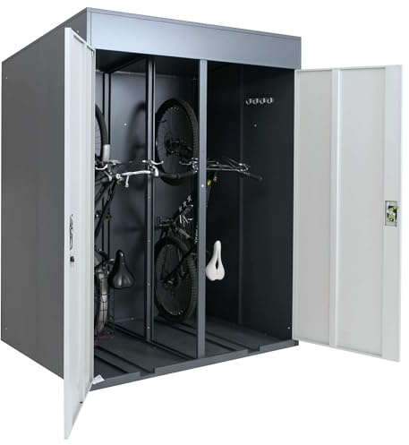 2er-Fahrradgarage HWC-H66b, Fahrradbox Fahrradunterstand abschließbar Metall 213x158x125cm - anthrazit/hellgrau