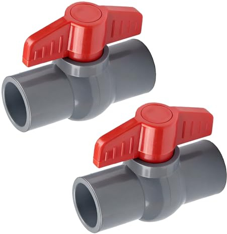2 st kulventil, 63 mm T-handtag vattenflödeskontroll Basll-ventil PVC VVS avstängningsventiler för spa, pool, akvarium, trädgårdsbevattning – grå