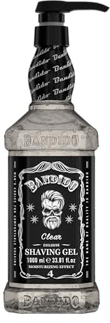 Bandido Shaving Gel Clear 1000 ml – Gel de afeitar transparente para contornos y transiciones – Profesional Barbero Gel de afeitar para hombre – No espumante – Afeitado en húmedo preciso – Suave e