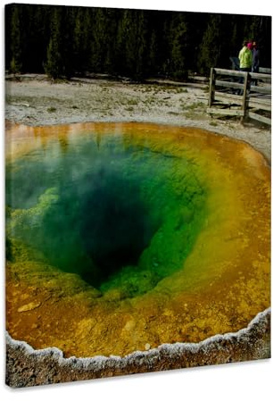 3dRose Morning Glory Pool, Old Faithful Basin, Yellowstone NP, Wyoming, USA Museum Grade Canvas Wrap 16x20