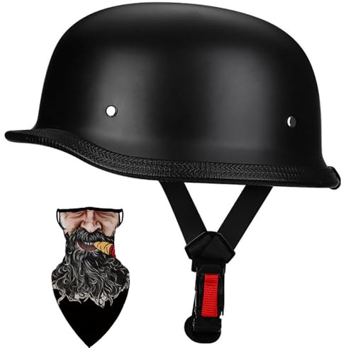 Halbschalenhelm mit ECE-Zulassung, Retro Motorradhelm,Chopper Helm,JetHelm, Moped Helm Leicht ABS Helm, abnehmbarem Innenfutter und Schnellverschluss für Herren und Damen (K, M55~56CM)