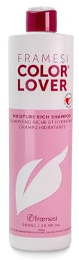 Framesi Color Lover Moisture Rich Shampoo - Hydrating Shampoo for Color Treated Hair - Sulfate Free Shampoo for Dry Hair - Moisturizing Shampoo with Quinoa, Aloe Vera, Shea Butter (16.9 Fl Oz)