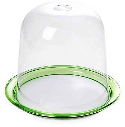 Omada Design Porte-panettone/gateau composé d'un plateau, de différentes couleurs et d'une cloche préservant la fraîcheur, Blanc et Vert