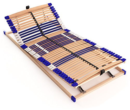 Stabiler Lattenrost 100% BUCHE - Kopf- und Fußteil verstellbar - SCHULTERFRÄSUNG, 7 Zonen, 44 Federleisten, Härte-Regulierung, Mittelgurt - Comfort 44® Vario - 100% fertig montiert (120x220cm)