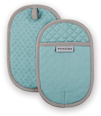 KitchenAid Asteroid Pot Holder 2-Pack Set, Aqua, 6.5x10