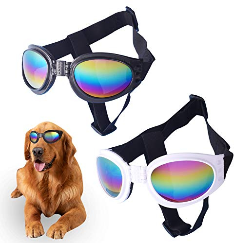 Hundebrille für Kleine Hunde Mittelgroßer Hund, Sonnenbrille für Hunde Winddichte Anti Beschlag für Kleine Bis Mittelgroße Katze(Schwarz Und Weiß)