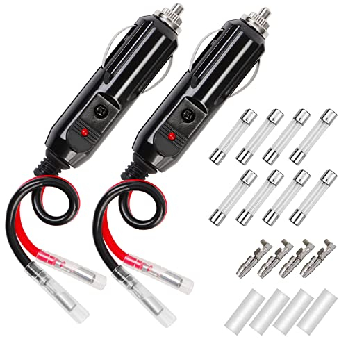 2 Stück Auto Zigarettenanzünder Stecker, 12 V 24 V Autostecker Universalstecker Sicherung KFZ Zigarettenanzünder Verlängerungskabel für Kühlbox LKW Fahrzeuge Handstaubsauger
