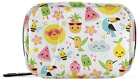 Naanle Pillendose mit lustigem Ananas-Vogel, 7 Tage, Pillendose, Reise-Pillen-Organizer, Tasche, Medikamenten-Tasche, tragbar, wöchentliche Hülle, kompakte Größe für Vitaminpräparate