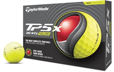 TaylorMade Golf 2024 TP5X Golf Balls - Yellow (Pack of 12)