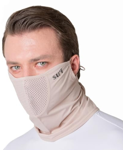 SUIGOLF KOREA UV Sun Protection Balaclava Half Face Mask - For Hiking, Running, Cycling & Outdoor Sports (Type B) (US, Alpha, Large, B-8 Beige)