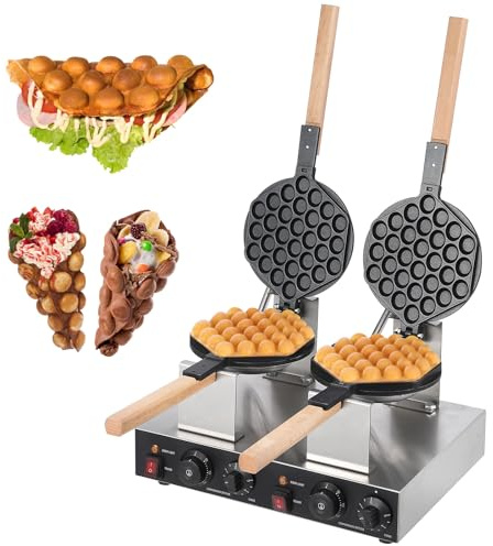 Garvee Electric Bubble Waffle Maker, 2800W Round Waffle Iron Bubble Waffle Maker Non-Stick Egg Machine for Home and Commercial Use, Double