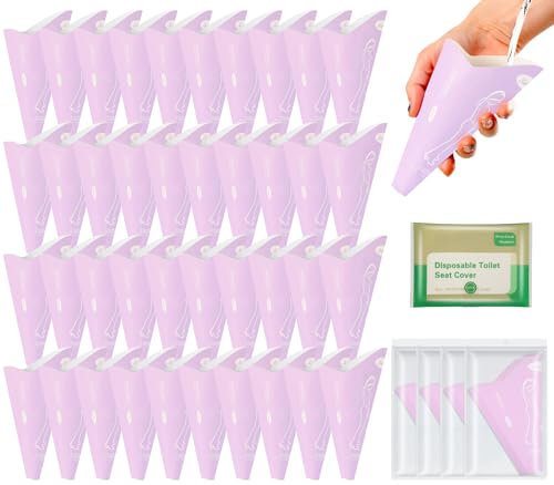 40Pcs Urinella für Frauen Einweg im Stehen Pinkelhilfe Urinal Pipi Trichter Pinkeln Pipinella Reise Disposable Female Cones Frauenurinal Tragbare +10 Toilettenauflage, für Schwangere, Outdoor, Camping